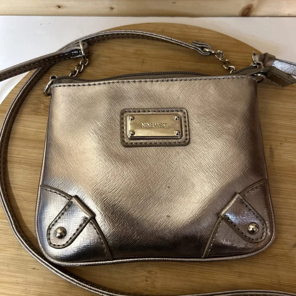 Nine West Crossbody Bag Purse Silver Small